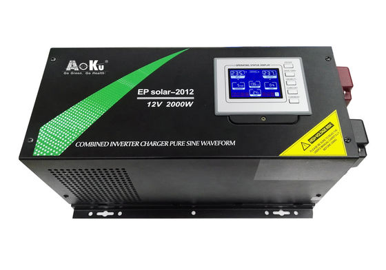 AoKu Solar Inverter EP Solar - 2012, 12VDC, 2000W, onda senoidal pura con entrada de CA, fuera de la red